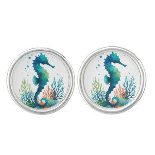nautical/beach/coastal seahorse art cufflinks