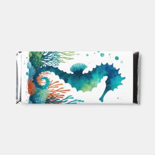 nautical/beach/coastal seahorse art hershey bar favors