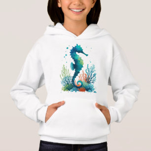 nautical/beach/coastal seahorse art hoodie