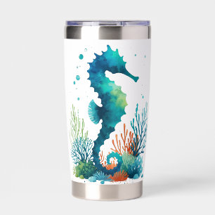 nautical/beach/coastal seahorse art insulated tumbler
