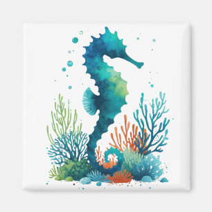 nautical/beach/coastal seahorse art magnet