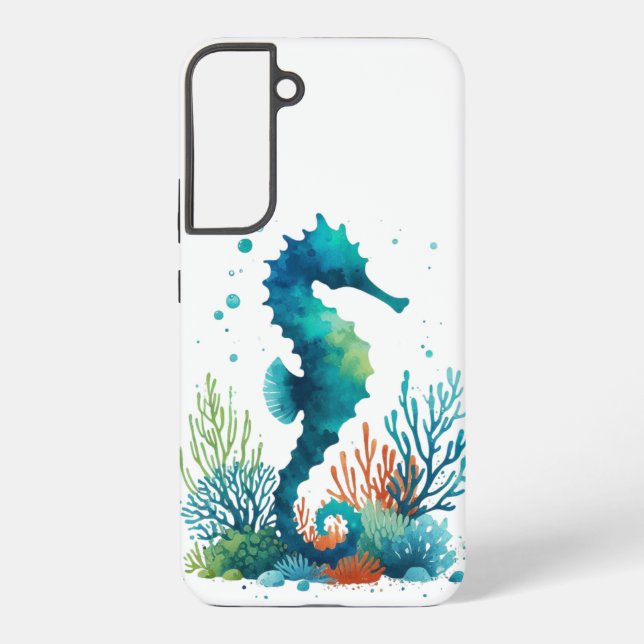 nautical/beach/coastal seahorse art samsung galaxy case (Back)