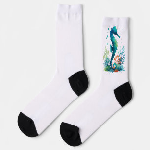nautical/beach/coastal seahorse art socks