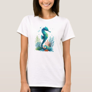 nautical/beach/coastal seahorse art T-Shirt