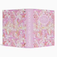 Nautical Beach Collage Hot Pink ID840