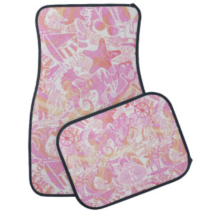 Nautical Beach Collage Hot Pink ID840 Car Floor Mat