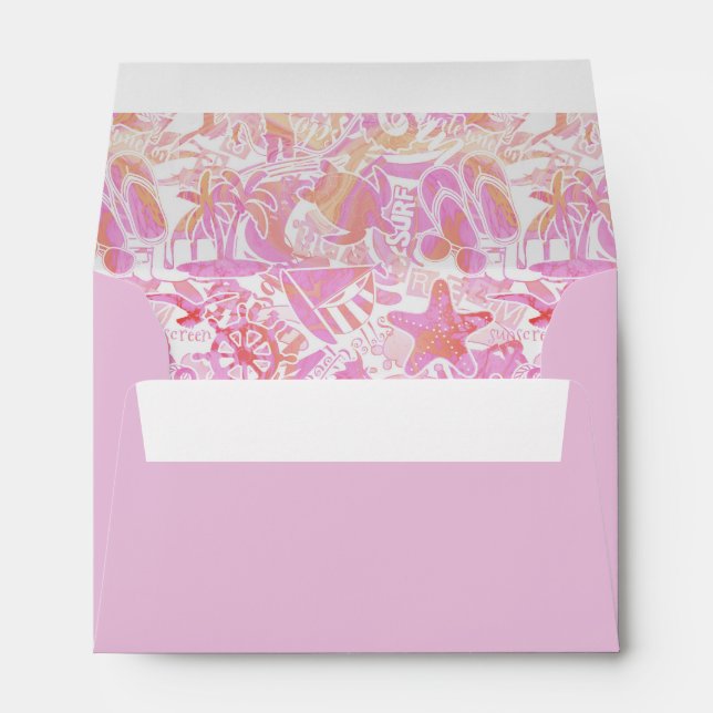 Nautical Beach Collage Hot Pink ID840 Envelope (Back (Bottom))