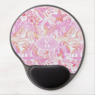 Nautical Beach Collage Hot Pink ID840 Gel Mouse Pad