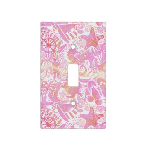 Nautical Beach Collage Hot Pink ID840 Light Switch Cover