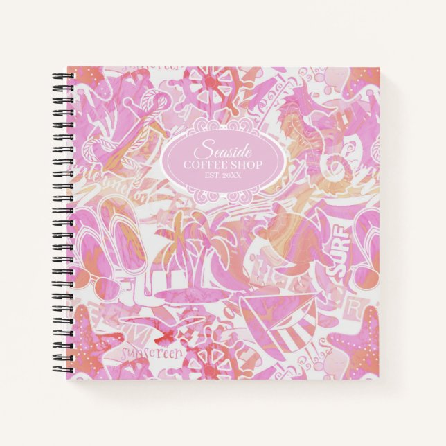 Nautical Beach Collage Hot Pink ID840 Notebook (Front)