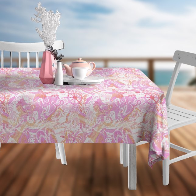 Nautical Beach Collage Hot Pink ID840 Tablecloth (Creator Uploaded)