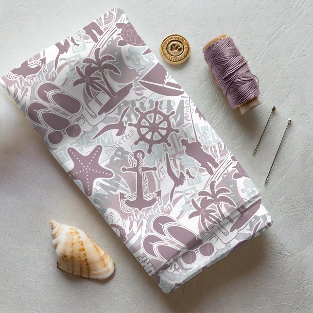 Nautical Beach Collage Mauve ID840 Fabric (Creator Uploaded)