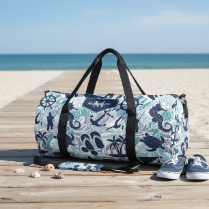 Nautical Beach Collage Navy Teal ID840 Duffle Bag