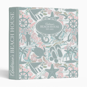 Nautical Beach Collage Sage ID840 3 Ring Binder