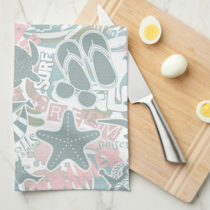 Nautical Beach Collage Sage ID840 Kitchen Towel