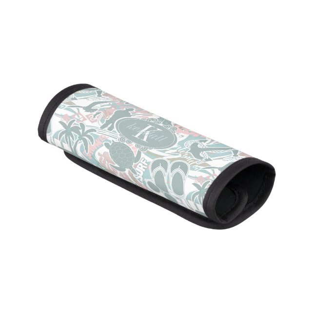 Nautical Beach Collage Sage ID840 Luggage Handle Wrap (Angled)