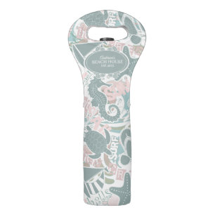 Nautical Beach Collage Sage ID840 Wine Bag