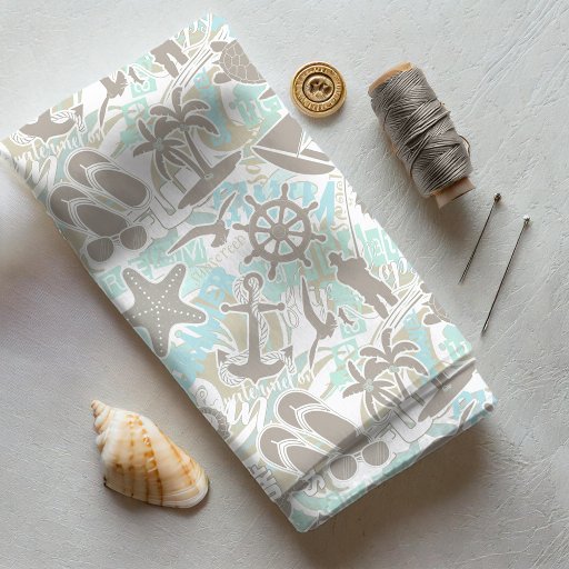 Nautical Beach Collage Sand ID840  Fabric