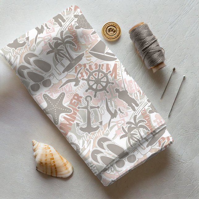 Nautical Beach Collage Taupe ID840 Fabric (Creator Uploaded)