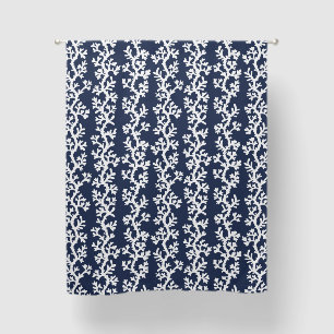 Nautical Beach Coral Reef Navy Blue White Coastal Blackout Curtains