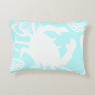 Nautical Beach Crab and Seashell Decorative Pillow