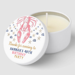 Nautical Beach Crayfish Birthday Thank You Coral Mini Candle Favors