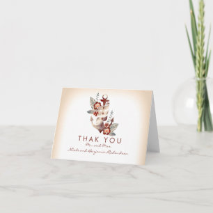 Nautical Beach - Floral Anchor Wedding Thank You Card