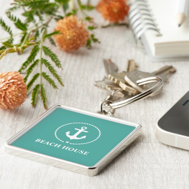 Nautical Beach House Anchor Keychain (Side)