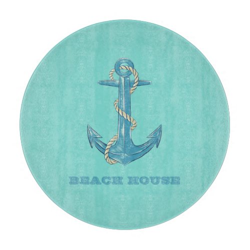 Nautical Beach HouseAnchorRopeMint Green Cutting Board