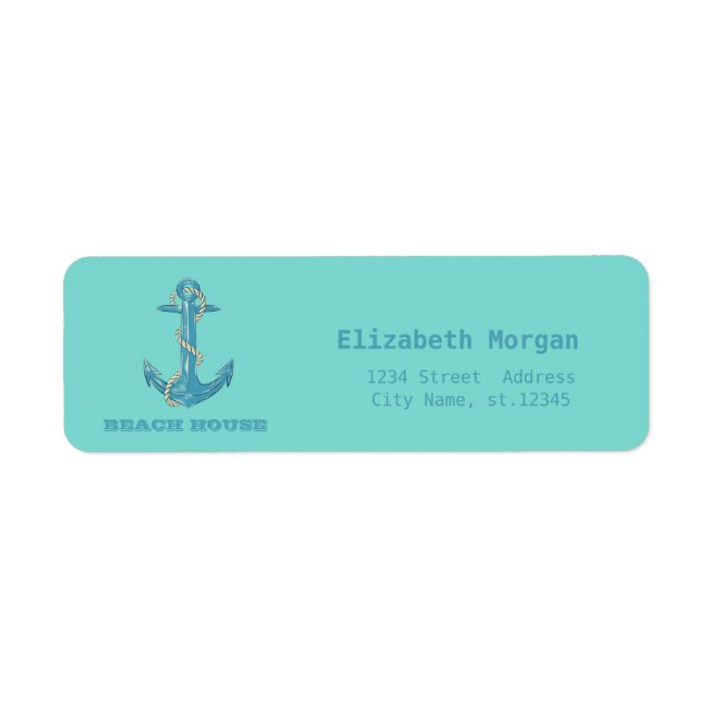 Nautical Beach House,Anchor,Rope,Mint Green   Label (Front)