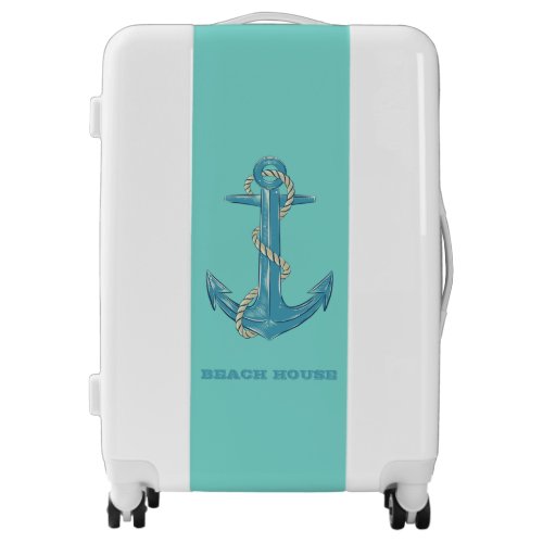 Nautical Beach HouseAnchorRopeMint Green  Luggage