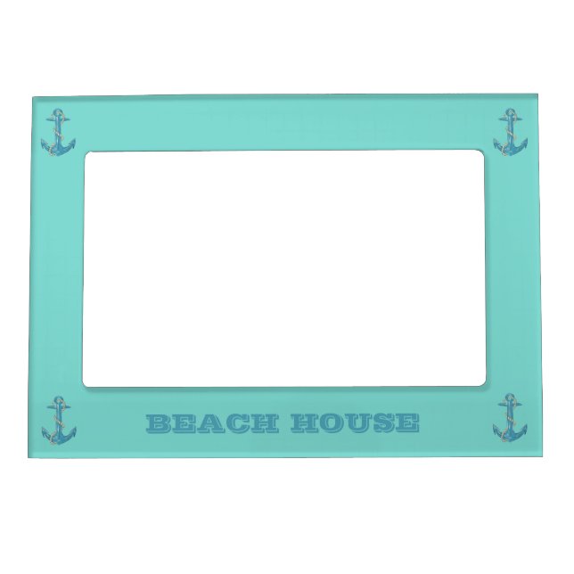 Nautical Beach House,Anchor,Rope,Mint Green  Magnetic Frame (Front)