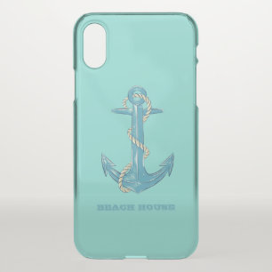 Nautical Beach House,Anchor,Rope,Mint Green iPhone X Case