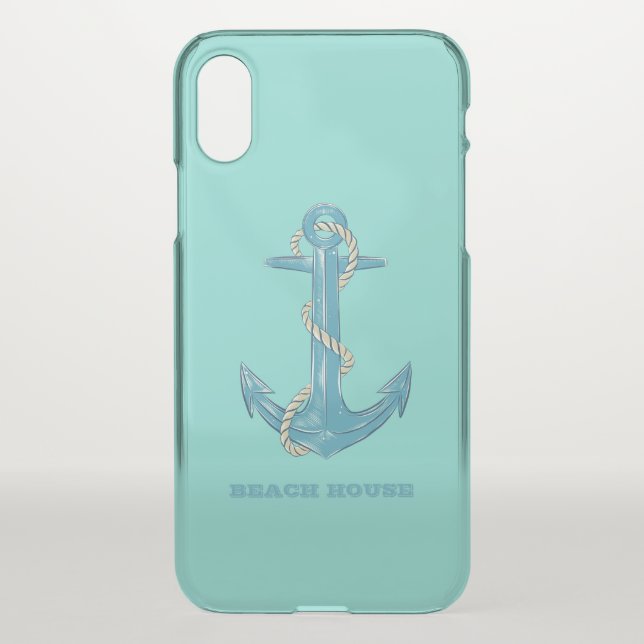 Nautical Beach House,Anchor,Rope,Mint Green   Uncommon iPhone Case (Back)
