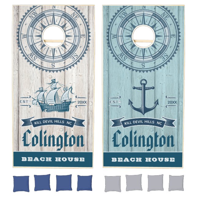 Nautical Beach House  Cornhole Set (Set)