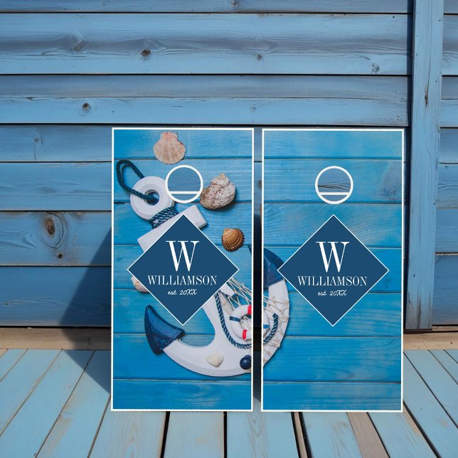 Nautical Beach House Cornhole Set (Nautical Beach House Cornhole Set)