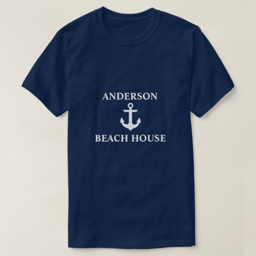 Nautical Beach House Family Name Anchor Blue T_Shirt