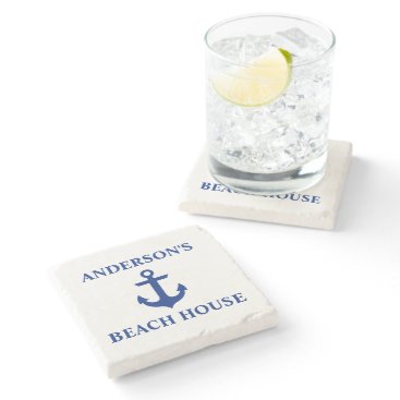 Nautical Beach House Family Name Anchor Stone Coaster Nautical Beach House Family Name Anchor Stone Coaster