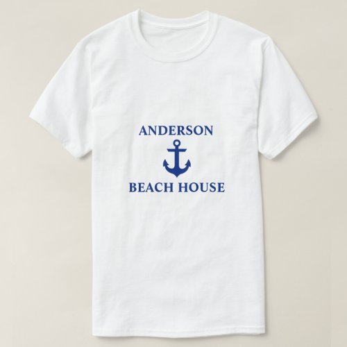 Nautical Beach House Family Name Anchor T_Shirt