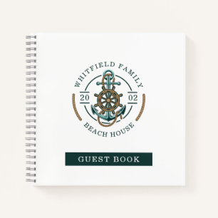 Nautical Beach House Family Name Custom Guest Book
