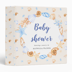 nautical beach illustrations baby shower 3 ring bi binder