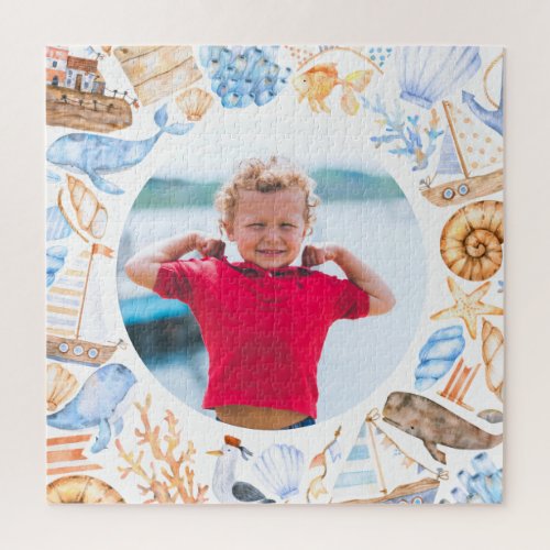 nautical beach kids cute photo jigsaw puzzle