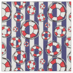 Nautical Beach Lifebelts and Blue White Stripes Fabric