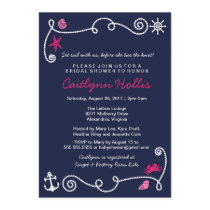 Nautical Beach Navy and Pink Bridal or Baby Shower Invitation
