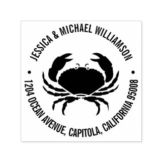 Nautical Beach Ocean Crab Return Address Self-inking Stamp