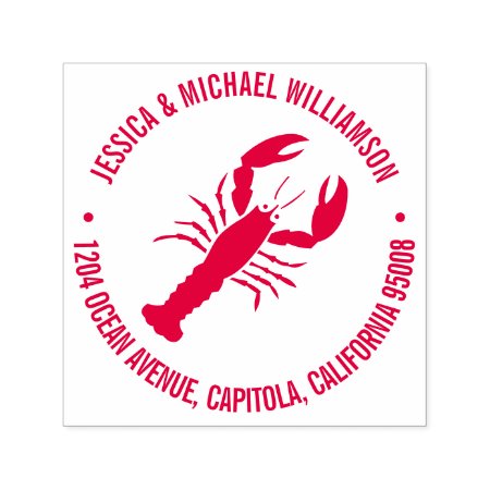 Nautical Beach Ocean Lobster Return Address Self-inking Stamp