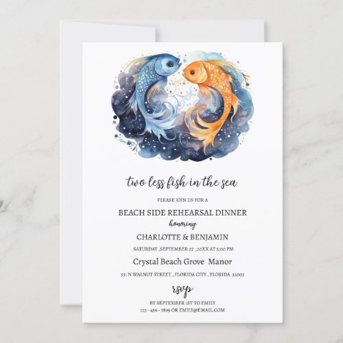 Nautical  Beach Ocean Theme Rehearsal Dinner  Invitation