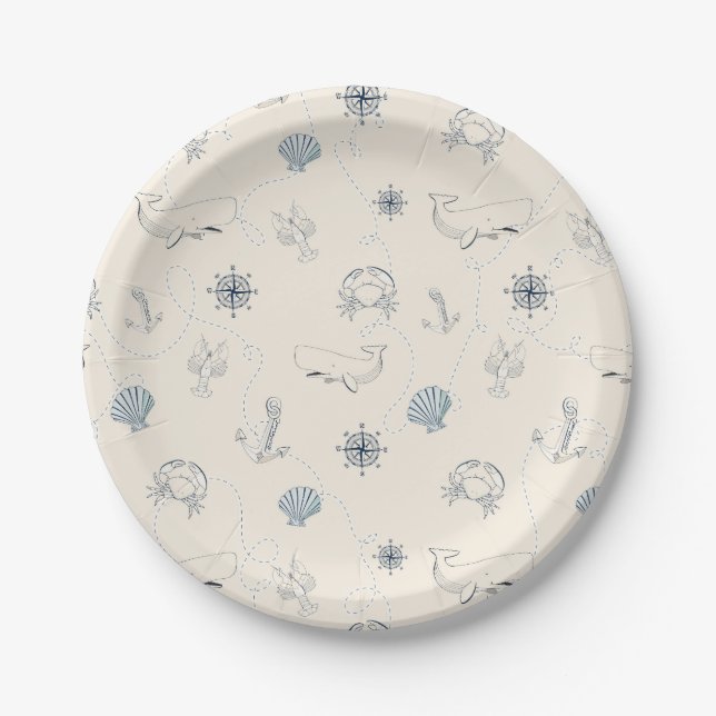 Nautical Beach Paper Plates (Front)