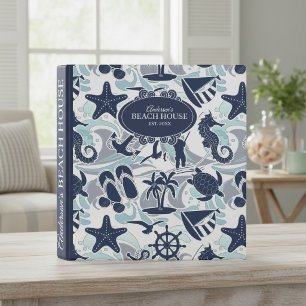 Nautical Beach Pattern Navy ID839 3 Ring Binder