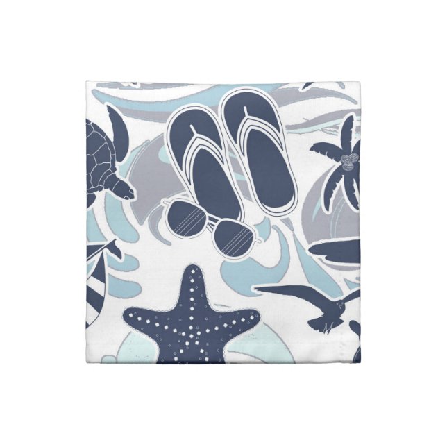 Nautical Beach Pattern Navy ID839 Cloth Napkin (Quarter Fold)
